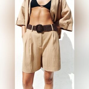 Zara Darted Bermuda Shorts With Belt